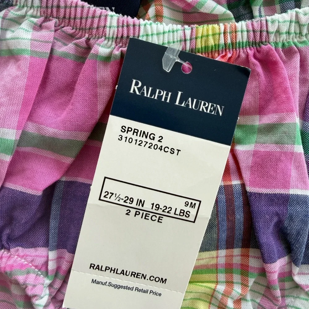 Ralph Lauren Baby Plaid Ruffle Dress Multi-Color, 9 Months